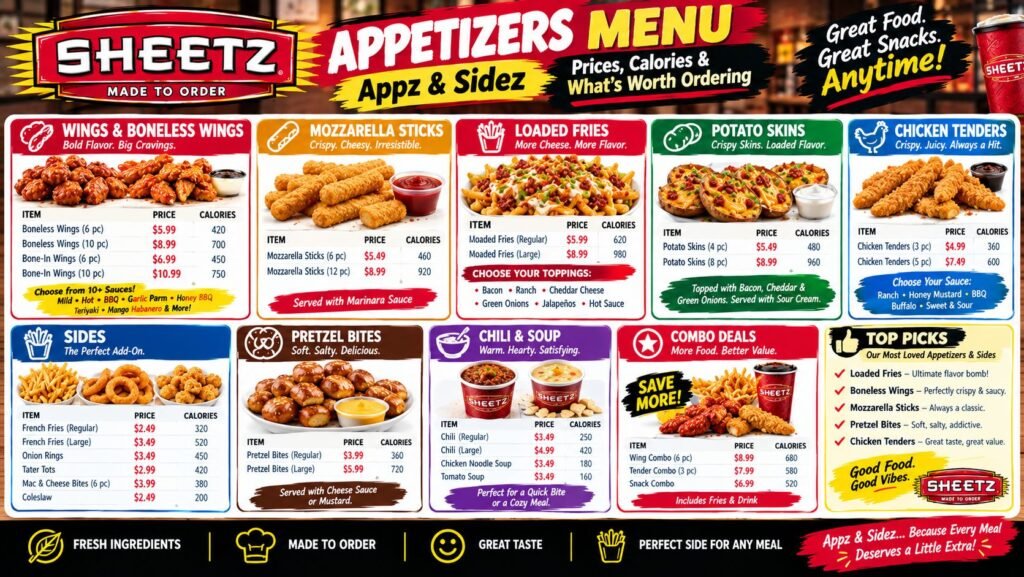 Sheetz Appetizers Menu
