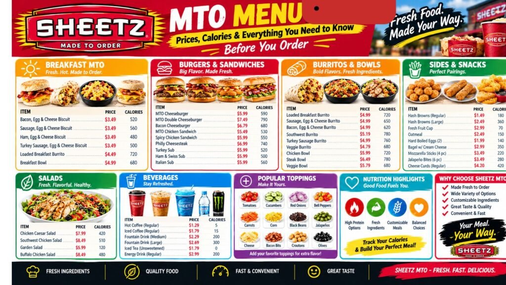 Sheetz MTO Menu